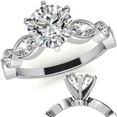Round and Marquise Bezel Moissanite Engagement Ring