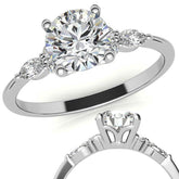 Petite Round and Marquise Moissanite Engagement Ring