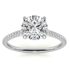 Round 4-Prong Cathedral Moissanite Engagement Ring