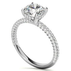 Round Petite Pave Moissanite Engagement Ring with Hidden Halo