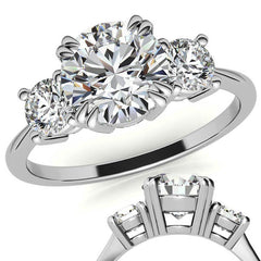 Round Double Prong 3-Stone Moissanite Engagement Ring