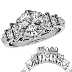 Antique Art Deco Inspired Moissanite Engagement Ring