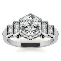 Antique Art Deco Inspired Moissanite Engagement Ring