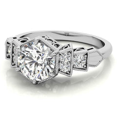 Antique Art Deco Inspired Moissanite Engagement Ring