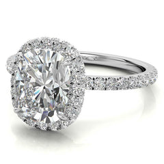Rectangular Cushion Encircled Halo Moissanite Engagement Ring