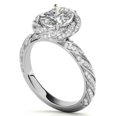 Oval Twisted Helix Halo Moissanite Engagement Ring