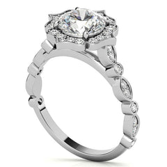 Round Antique Halo Moissanite Engagement Ring