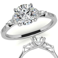 Round and Marquise Trellis Moissanite Engagement Ring