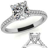 Cushion Hidden Halo Cathedral Moissanite Engagement Ring