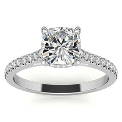 Cushion Hidden Halo Cathedral Moissanite Engagement Ring