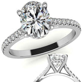Oval Hidden Halo Cathedral Moissanite Engagement Ring