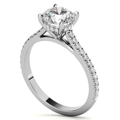 Round Hidden Halo Cathedral Moissanite Engagement Ring