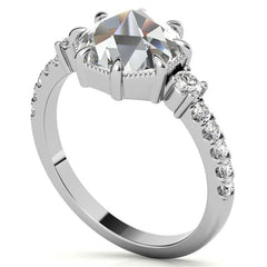8-Prong Rose Cut Moissanite Engagement Ring with Milgrain