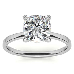 Petite Cushion Moissanite Engagement Ring with Hidden Halo