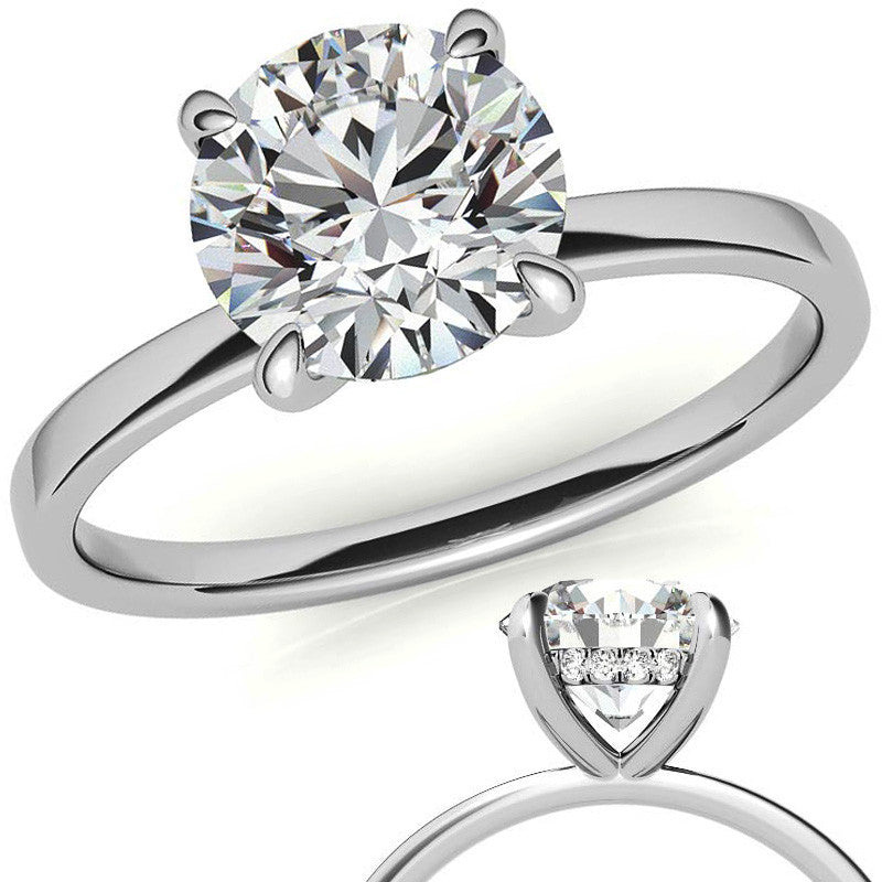 Petite Round Brilliant Moissanite Engagement Ring with Hidden Halo