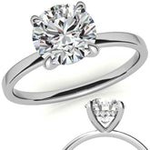 Petite Round Brilliant Moissanite Engagement Ring with Hidden Halo