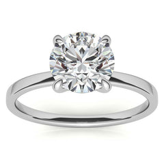 Petite Round Brilliant Moissanite Engagement Ring with Hidden Halo