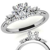 2mm Round and Marquise Petite Cluster Moissanite Engagement Ring