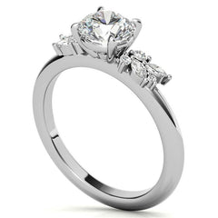 2mm Round and Marquise Petite Cluster Moissanite Engagement Ring