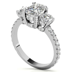 Oval 3-Stone Encircled Moissanite Engagement Ring