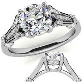 Antique Style Round Brilliant Moissanite Engagement Ring