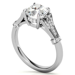 Antique Style Round Brilliant Moissanite Engagement Ring