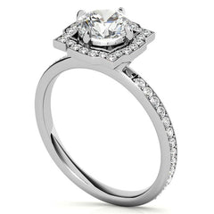 Round Halo Channel Moissanite Engagement Ring
