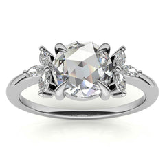 Rose and Marquise Moissanite Engagement Ring