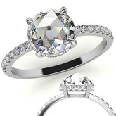 Rose Cut Moissanite Engagement Ring with Hidden Halo