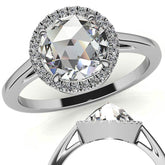 Rose cut Halo Moissanite Engagement Ring