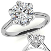 Round 6-Prong Accented Cathedral Moissanite Solitaire Ring with
