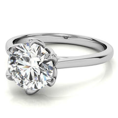 Round 6-Prong Accented Cathedral Moissanite Solitaire Ring with
