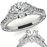 Scroll Design Round Celtic Knot Moissanite Engagement Ring