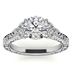 Scroll Design Round Celtic Knot Moissanite Engagement Ring