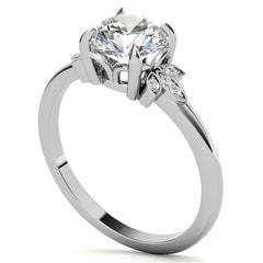Floral Inspired Round Brilliant Moissanite Engagement Ring