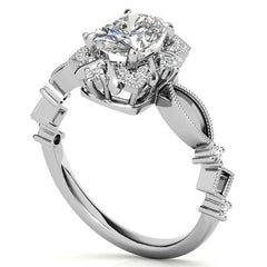 Split Shank Antique Oval Halo Moissanite Engagement Ring