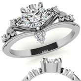 Royal Crown Inspired Round Brilliant Moissanite Engagement Ring