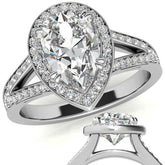 Split Shank Cathedral Pear Moissanite Engagement Ring
