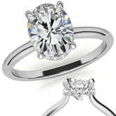Oval Hidden Halo Moissanite Engagement Ring