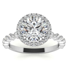 Round Halo Moissanite Single Prong Engagement Ring