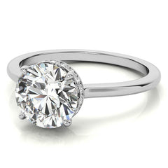 Round 4-Prong Hidden Halo Moissanite Engagement Ring