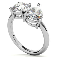 Unique Round and Pear 2-Stone Moissanite Engagement Ring