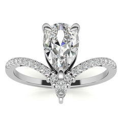 Chevron Shaped Pear Moissanite Engagement Ring