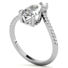 Chevron Shaped Pear Moissanite Engagement Ring