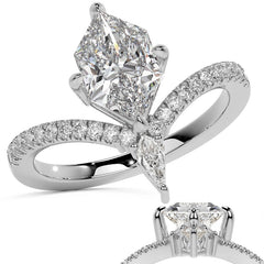 Chevron Shaped Duchess Marquise Moissanite Engagement Ring