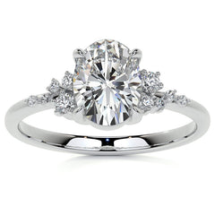 Oval Moissanite Scatter Design Engagement Ring