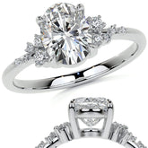 Oval Moissanite Scatter Design Engagement Ring