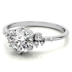 Round Brilliant Moissanite Scatter Design Engagement Ring
