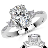 Oval Scroll Accent Moissanite Engagement Ring