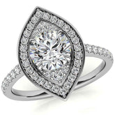 Marquise Halo Shaped Round Brilliant Moissanite Engagement Ring